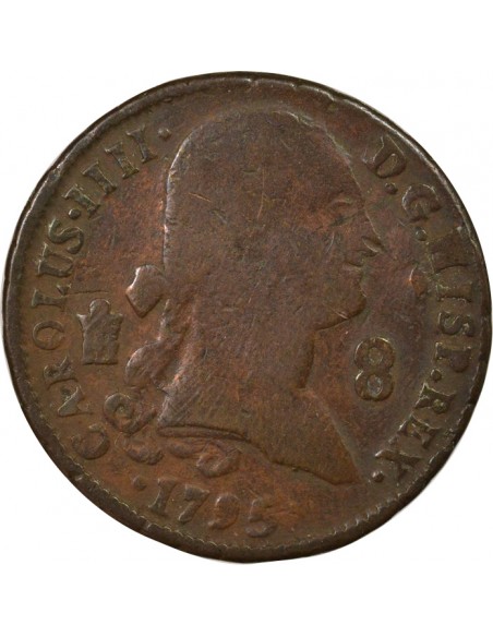 Espagne Charles IV 8 maravedis Cuivre 1795 Aqu Ségovia (Aqueduc)