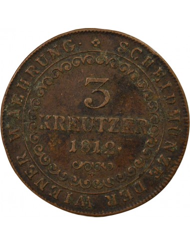 Autriche François I d'Autriche 3 kreuzer Cuivre 1812 KB Kremnitz