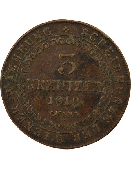 Autriche François I d'Autriche 3 kreuzer Cuivre 1812 KB Kremnitz
