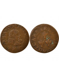 Comtat Venaissin Urbain VIII Double Tournois Cuivre 1640 Avignon