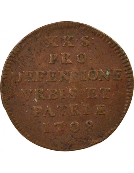 Louis François de Boufflers 20 sols Cuivre 1708 W Lille