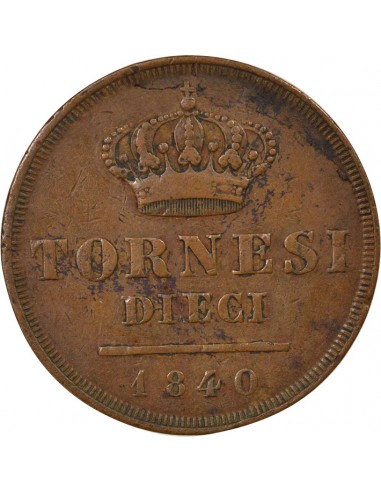 Royaume des Deux-Siciles Ferdinand II des Deux-Siciles 10 tornesi Cuivre 1840