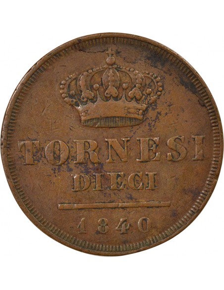 Royaume des Deux-Siciles Ferdinand II des Deux-Siciles 10 tornesi Cuivre 1840