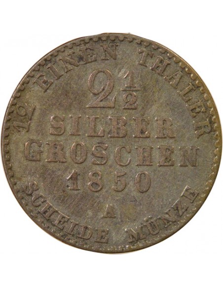 Etats Allemands (Prusse) Frédéric-Guillaume IV 2 1/2 groschen Billon 1850 A Berlin