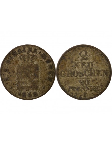 Etats Allemands (Saxe) Frédéric-Auguste II 2 groschen Billon 1848 C Dresden (Saxonie)