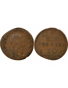 Naples Ferdinand I des Deux-Siciles 10 tornesi Cuivre 1798