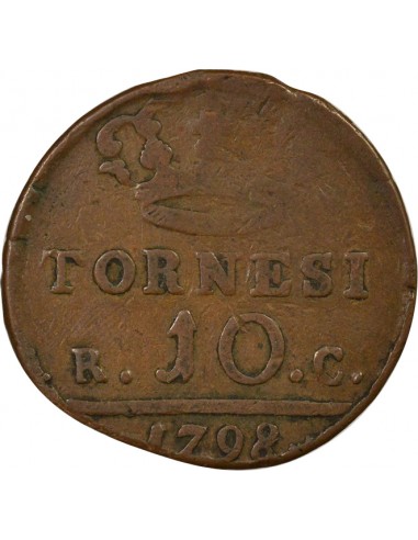 Naples Ferdinand I des Deux-Siciles 10 tornesi Cuivre 1798