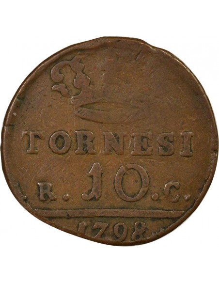 Naples Ferdinand I des Deux-Siciles 10 tornesi Cuivre 1798