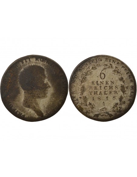 Etats Allemands (Prusse) Frédéric-Guillaume III 1/6 Thaler Argent 1816 A Berlin
