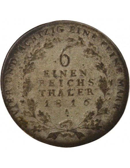 Etats Allemands (Prusse) Frédéric-Guillaume III 1/6 Thaler Argent 1816 A Berlin