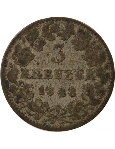Baden Léopold I de Bade 3 kreuzer Billon 1848