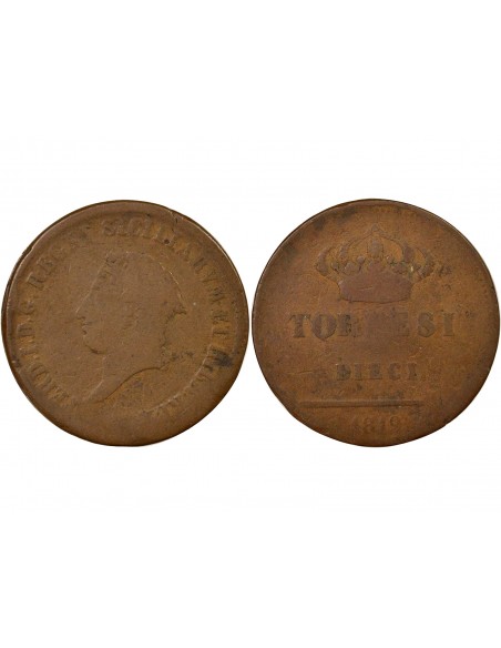 Royaume des Deux-Siciles Ferdinand I des Deux-Siciles 10 tornesi Cuivre 1819