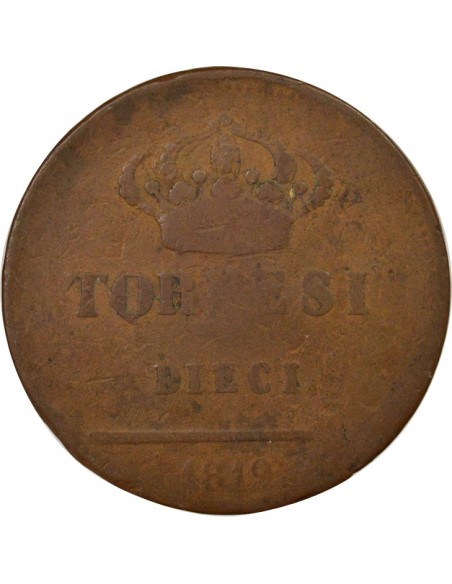 Royaume des Deux-Siciles Ferdinand I des Deux-Siciles 10 tornesi Cuivre 1819