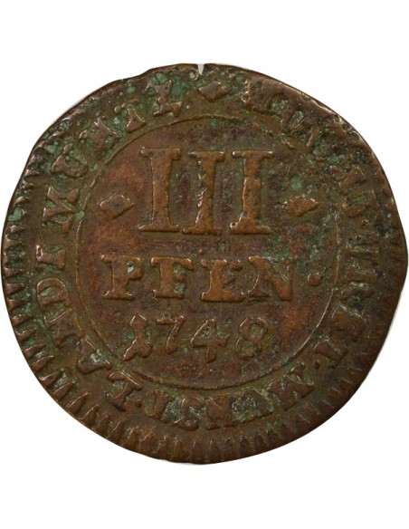 Allemagne Clément Auguste I de Bavière 3 kreuzer Cuivre 1748