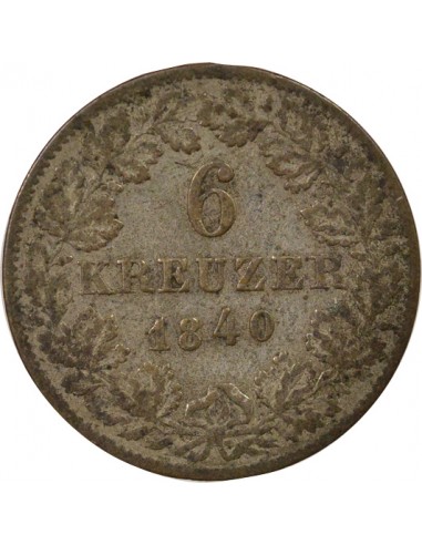 Baden Léopold I de Bade 6 kreuzer Billon 1840