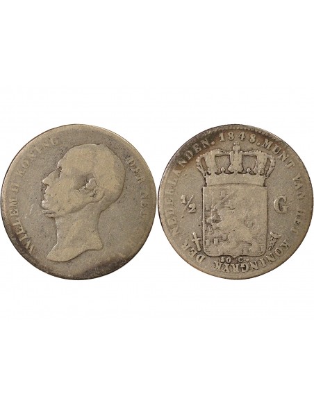 Pays-Bas Guillaume I des Pays-Bas 1/2 gulden Argent 1848 Utrecht
