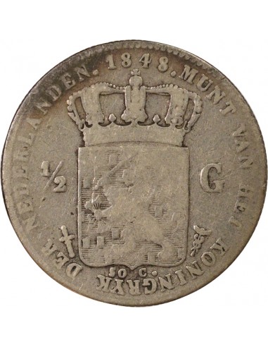 Pays-Bas Guillaume I des Pays-Bas 1/2 gulden Argent 1848 Utrecht