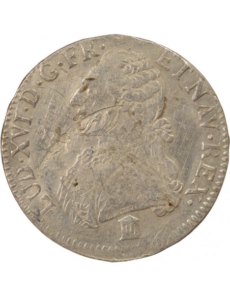 Louis XVI Aux Rameaux d'Olivier 1 écu Argent 1784 K Bordeaux