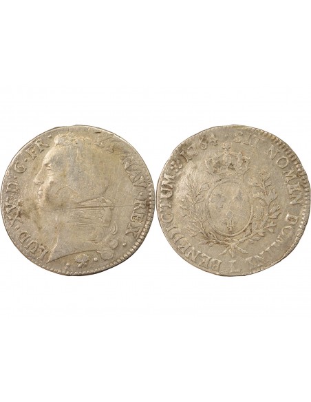 Louis XV Au Bandeau 1 écu Argent 1764 L Bayonne