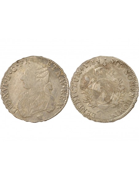 Louis XVI Aux Rameaux d'Olivier 1 écu Argent 1784 I Limoges