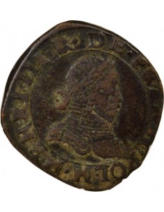 Henri III Type 3 1 double tournois Cuivre 1587 H La Rochelle 2