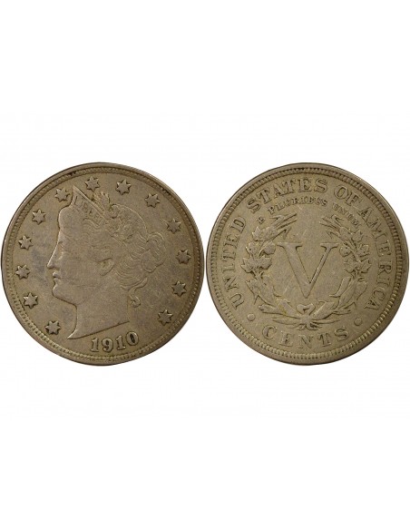 USA Liberty Nickel Dime Nickel 1910 Philadelphie