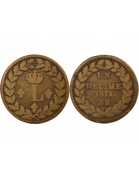 Louis XVIII Siège de Strasbourg Décime Bronze 1815 BB Strasbourg