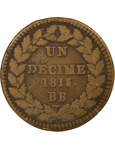 Louis XVIII Siège de Strasbourg Décime Bronze 1815 BB Strasbourg