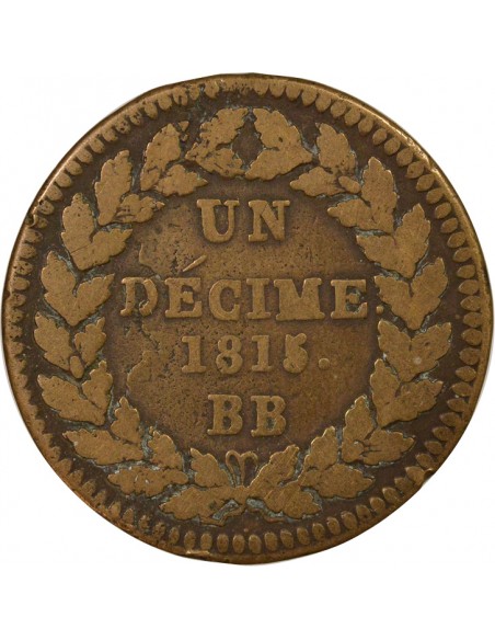 Louis XVIII Siège de Strasbourg Décime Bronze 1815 BB Strasbourg
