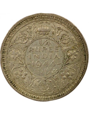 Empereur des Indes 1/4 roupie Argent 1944 B Bombay