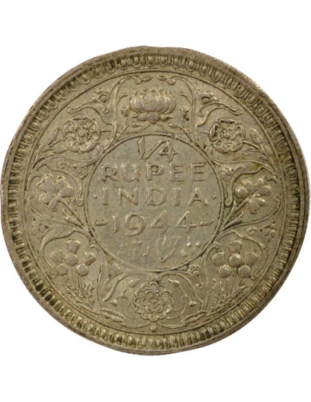 Empereur des Indes 1/4 roupie Argent 1944 B Bombay