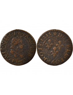 Louis XIII Type 2 1 double tournois Cuivre 1615 T Nantes