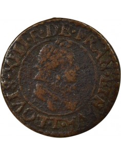 Louis XIII Type 2 1 double tournois Cuivre 1615 T Nantes 2