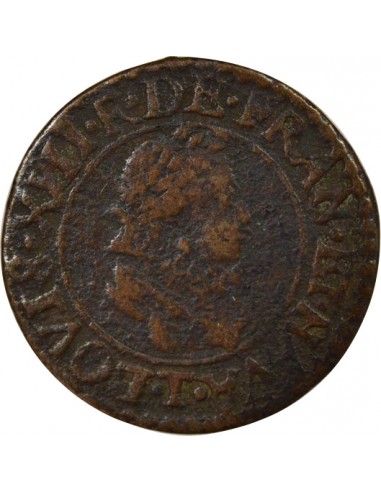 Louis XIII Type 2 1 double tournois Cuivre 1615 T Nantes
