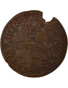 Louis XIII Type 1 1 double tournois Cuivre 1631 H La Rochelle 2