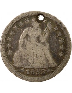 USA Seated Liberty Dime Argent 1853 Philadelphie 2