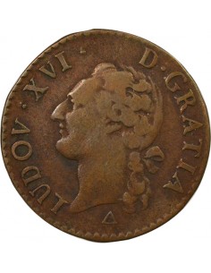 Louis XIV A l'Ecu 1/2 sol Cuivre 1789 R Orléans 2