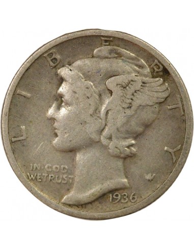 USA Mercury Dime Argent 1936 Philadelphie