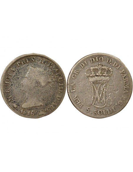 Etats Italiens Marie-Louise d'Autriche 5 soldi Argent 1815 Parme