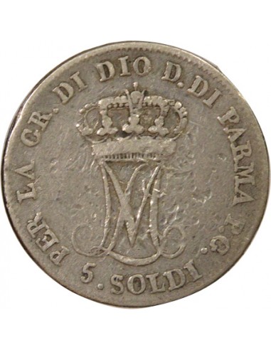 Etats Italiens Marie-Louise d'Autriche 5 soldi Argent 1815 Parme