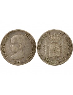 Espagne Alphonse XIII d'Espagne 1e Portrait 50 centimos Argent 1892 AI Madrid