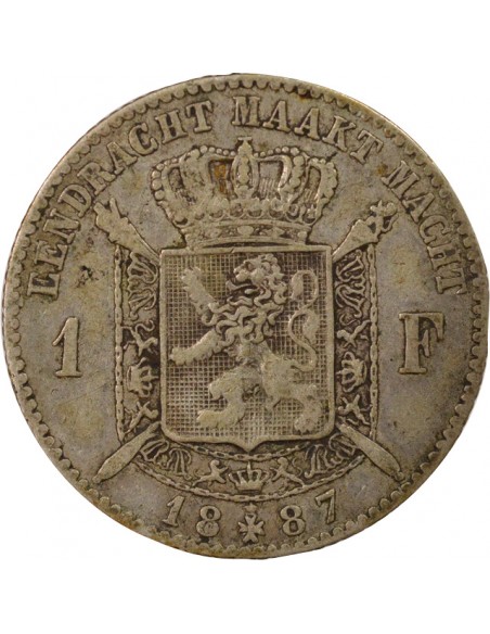 en Néerlandais 1 franc Argent 1887 B. Bruxelles