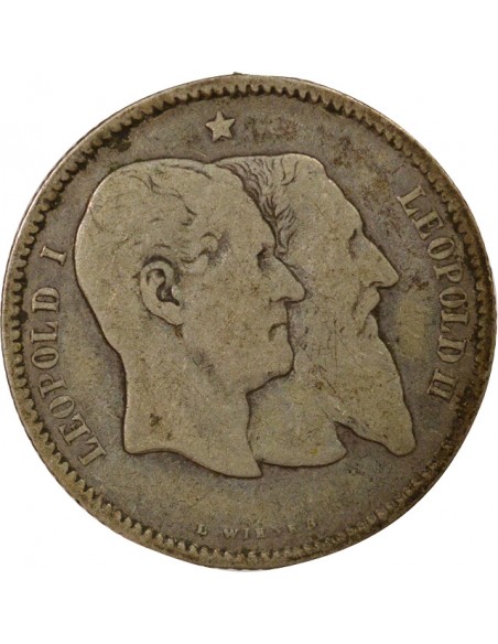 Roi des Belges Anniversaire de l'Indépendance 1 franc Argent 1880 B. Bruxelles