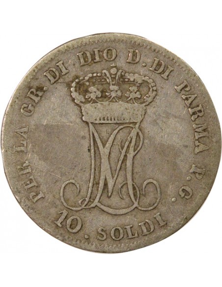 Etats Italiens Marie-Louise d'Autriche 10 soldi Argent 1815 Parme