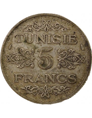 Tunisie Ahmed II Bey Protectorat Français 5 francs Argent 1355 AH (1936) A Paris