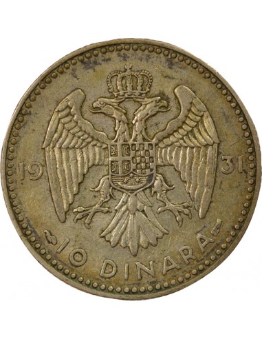 Grèce Alexandre I de Yougoslavie 10 dinara Argent 1931 A Paris