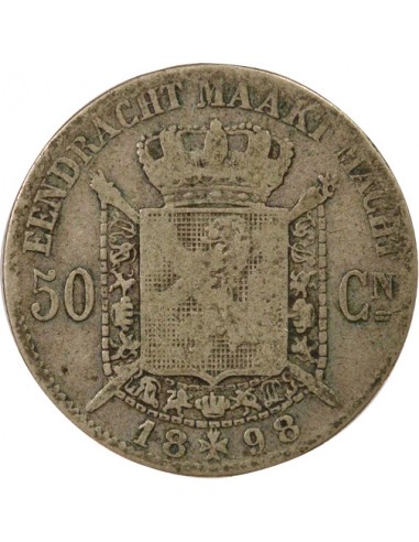 en Néerlandais 50 centimes Argent 1898 B. Bruxelles