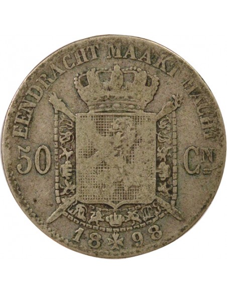 en Néerlandais 50 centimes Argent 1898 B. Bruxelles