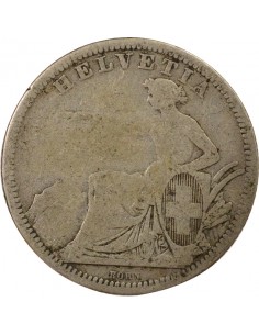 Suisse Helvetia assise 1 franc Argent 1861 Berne 2