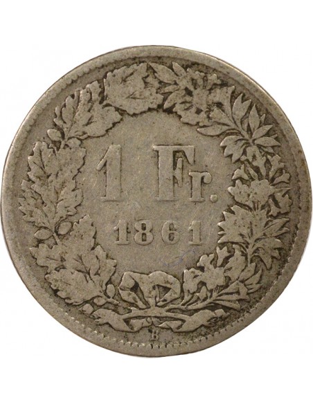 Suisse Helvetia assise 1 franc Argent 1861 Berne
